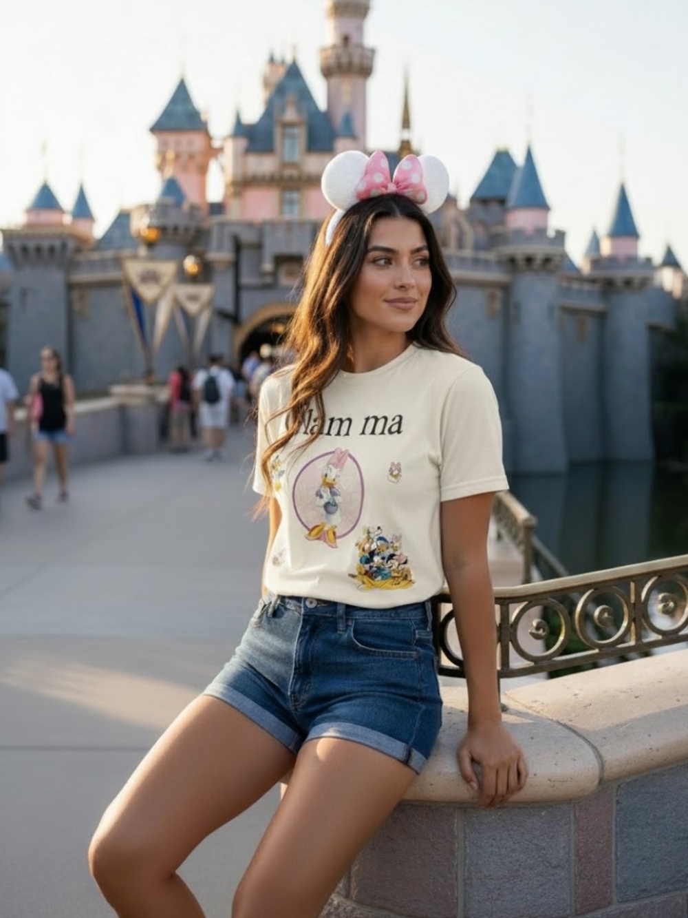 Nwt Size Medium Handmade Graphic Daisy Duck Glam-ma Disney White T-Shirt